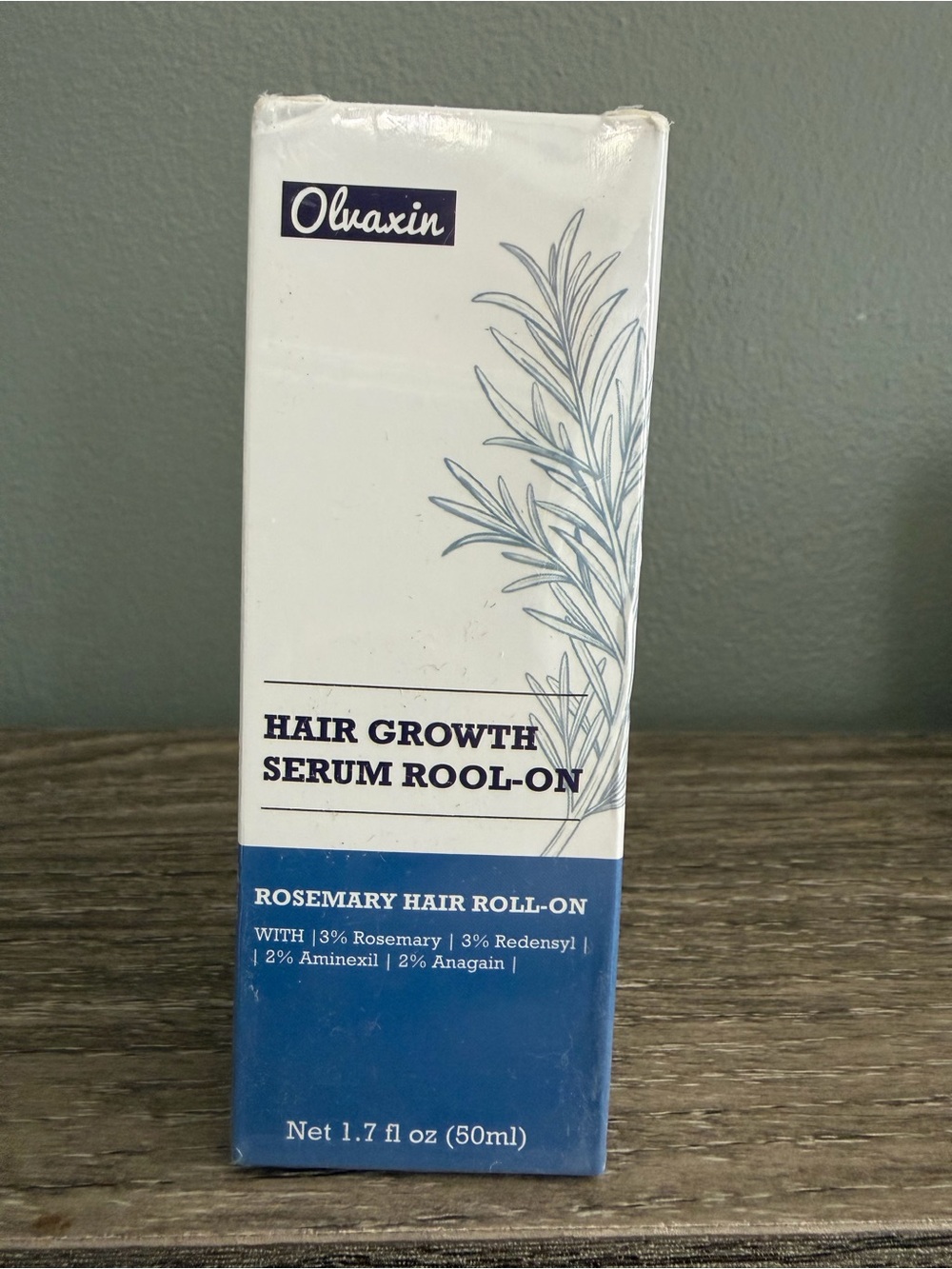 Rosemary Hair Growth Serum Roll-On — White & Blue